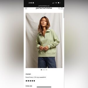 NWT Perfect White Tee Maren Zip Sweatshirt, Pistachio Sz Small